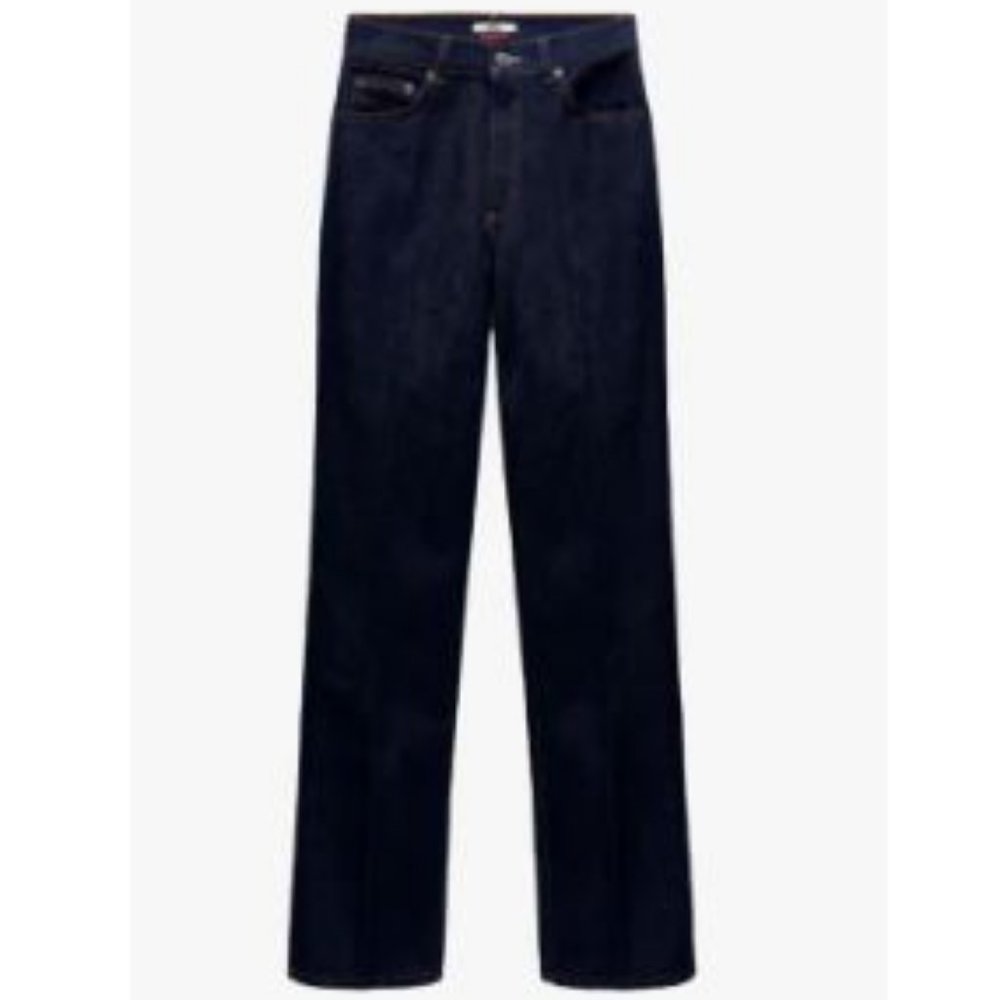Zara High Rise Straight-Leg Jeans in Dark Blue